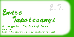 endre tapolcsanyi business card